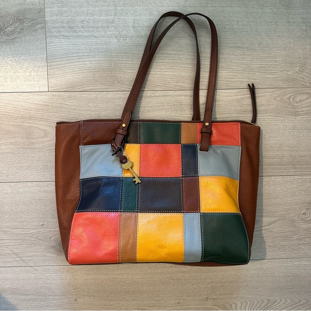 Fossil Colorful Patchwork Leather Tote